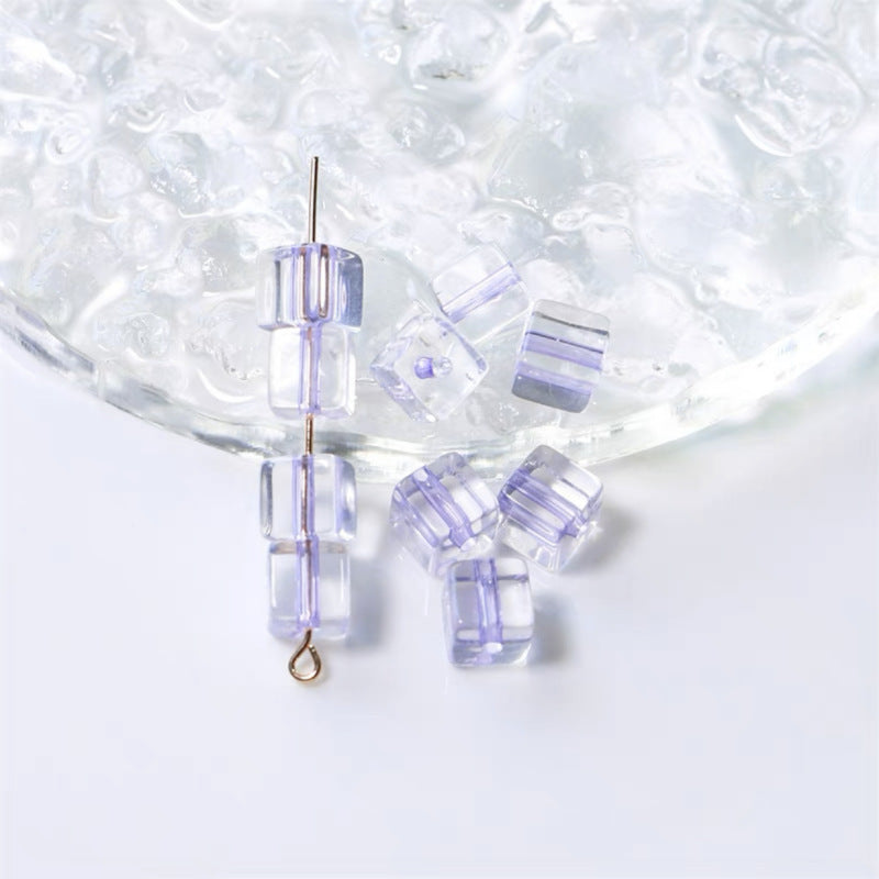 Acrylic Square Acrylic Beads 8mm Pastel Filled Core Glossy 60pcs 13
