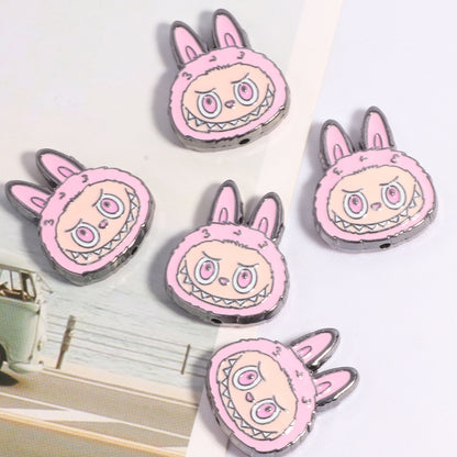 Labub Head Metal Beads 22mm Enamel Painted Alloy 10pcs 16