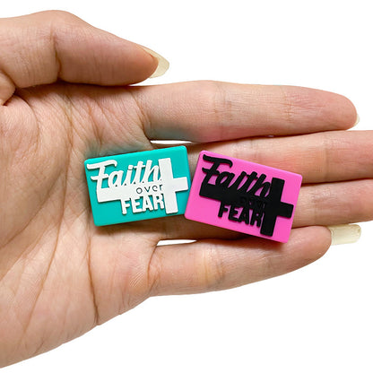 Silicone Focal Beads Faith Faith Over Fear Rectangular Block Shape 20pcs 5