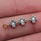 Striped Four-Leaf Clover Metal Beads 6mm Polished Silver Tone 100pcs