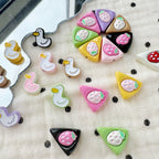 Baking Painted Duck and Strawberry Cake Metal Beads 13/10mm 20pcs