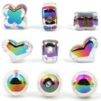 UV Heart Clover Circle Acrylic Beads 14-15.5x21mm Iridescent 30pcs