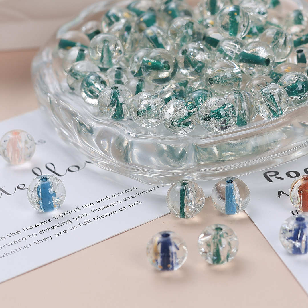 Clear Dyed Core Round Glass Beads 10mm Assorted Colors 40pcs 4