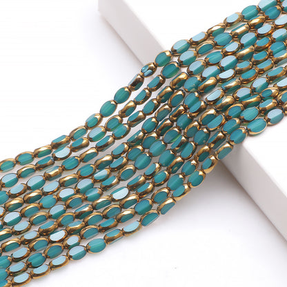 Gilded Oval Seed Glass Beads 4x6mm Plated Gold Frame 96pcs 19
