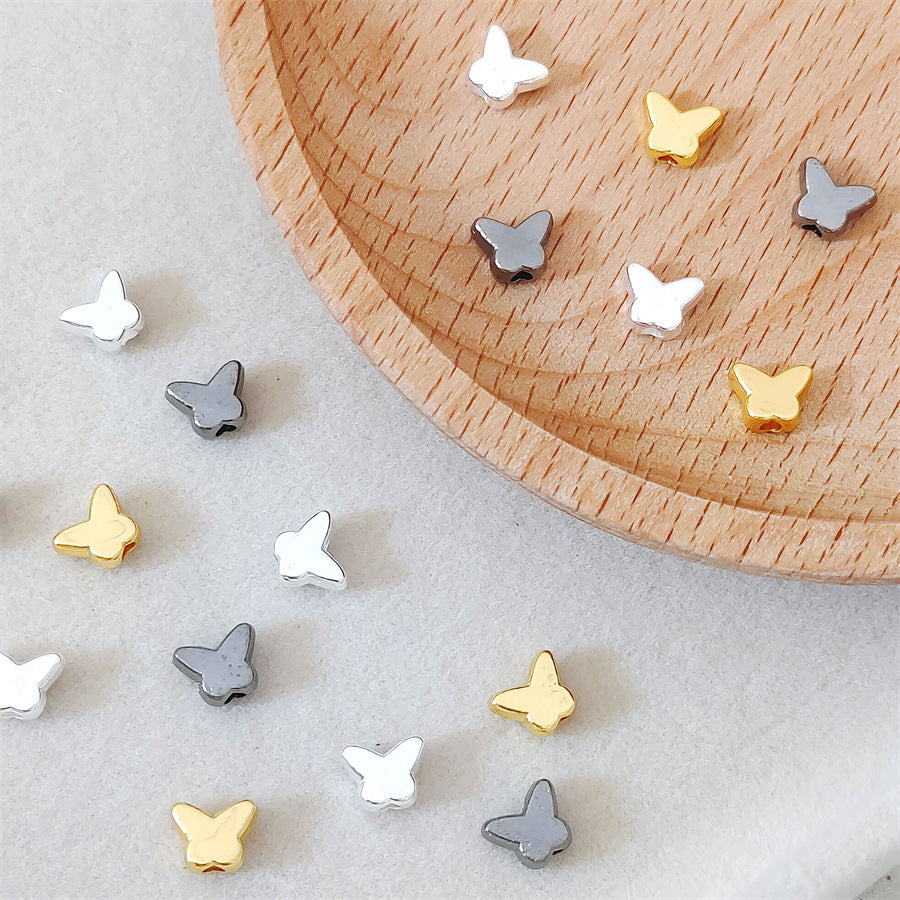Butterfly Metal Beads 6mm Smooth Alloy 100pcs