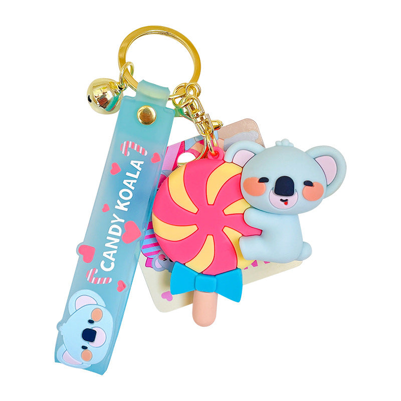 PVC Candy Koala Keychain Pastel Blue Vibrant Candy Shapes 4