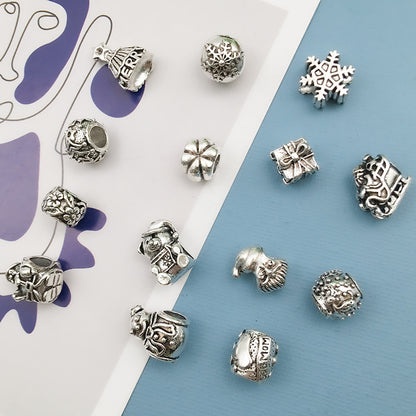 Christmas Series Large Hole Metal Beads Silver Tone Zinc Alloy 1pc 2