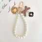 Pearl Beaded Bow Round Charm Keychain Plastic Resin Material 10