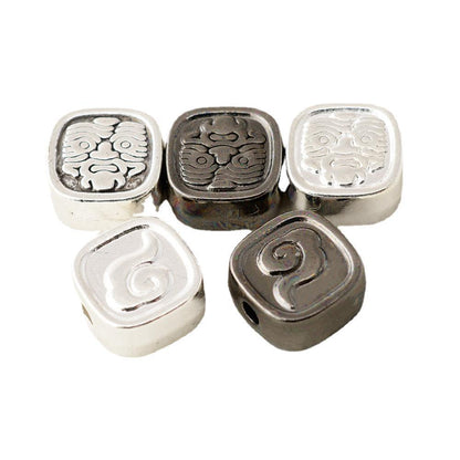 Square Metal Beads 10mm Kilam Auspicious Cloud Pattern 50pcs 2