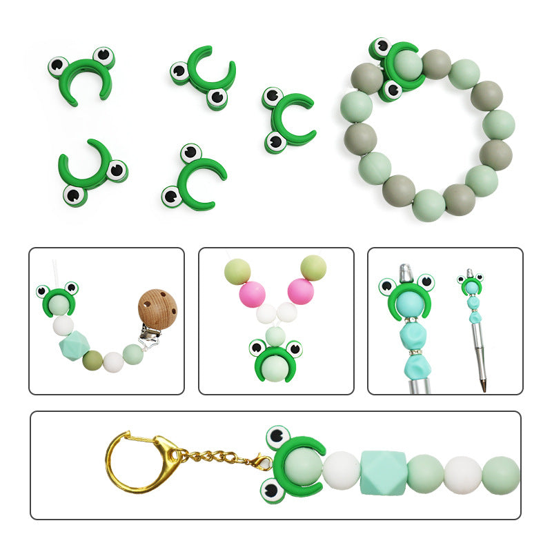 Silicone Focal Beads Frog Smiling Face Design 20pcs 6