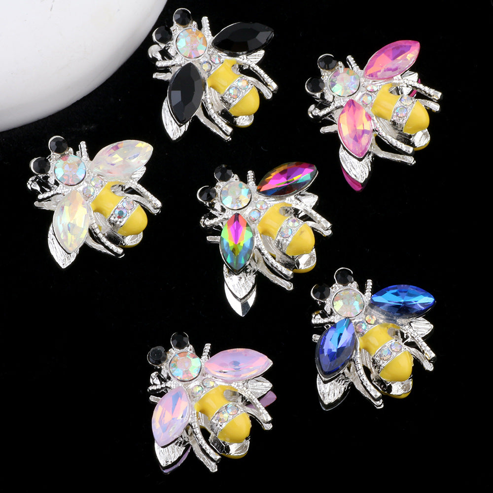 Fancy Bee Alloy Rhinestone Beads 20mm Paved Sparkle 2pcs 4