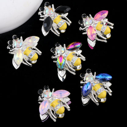 Fancy Bee Alloy Rhinestone Beads 20mm Paved Sparkle 2pcs 4