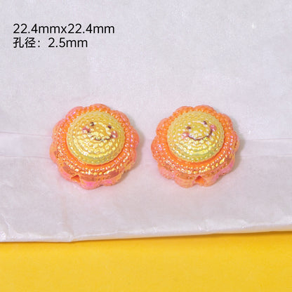 Iridescent Smiley Cloud Moon Resin Beads Personified Characters 10pcs 9