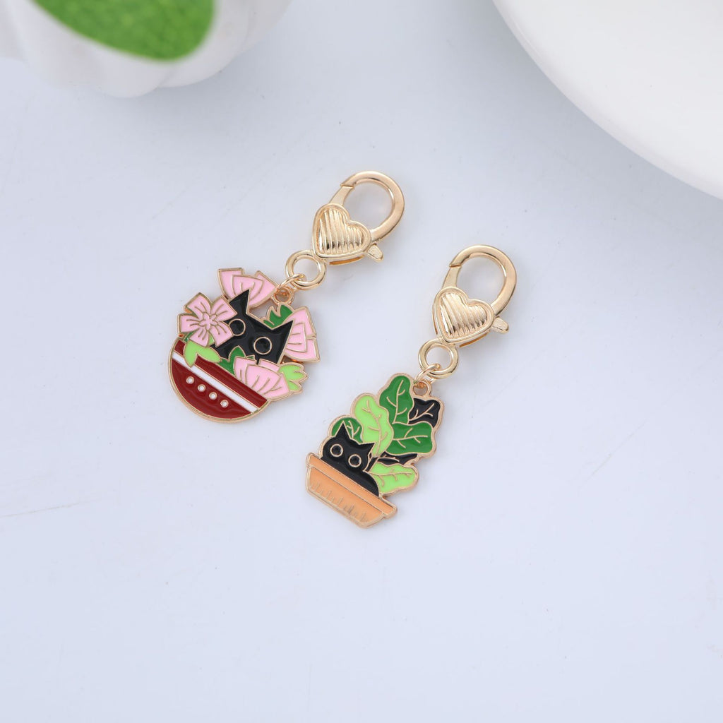 Metal Cat Keychain Enamel Colorful Gold Clasp Charm 3