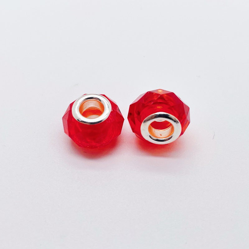 Acrylic Faceted Spacer Beads 14mm Transparent Large Hole 50pcs 6
