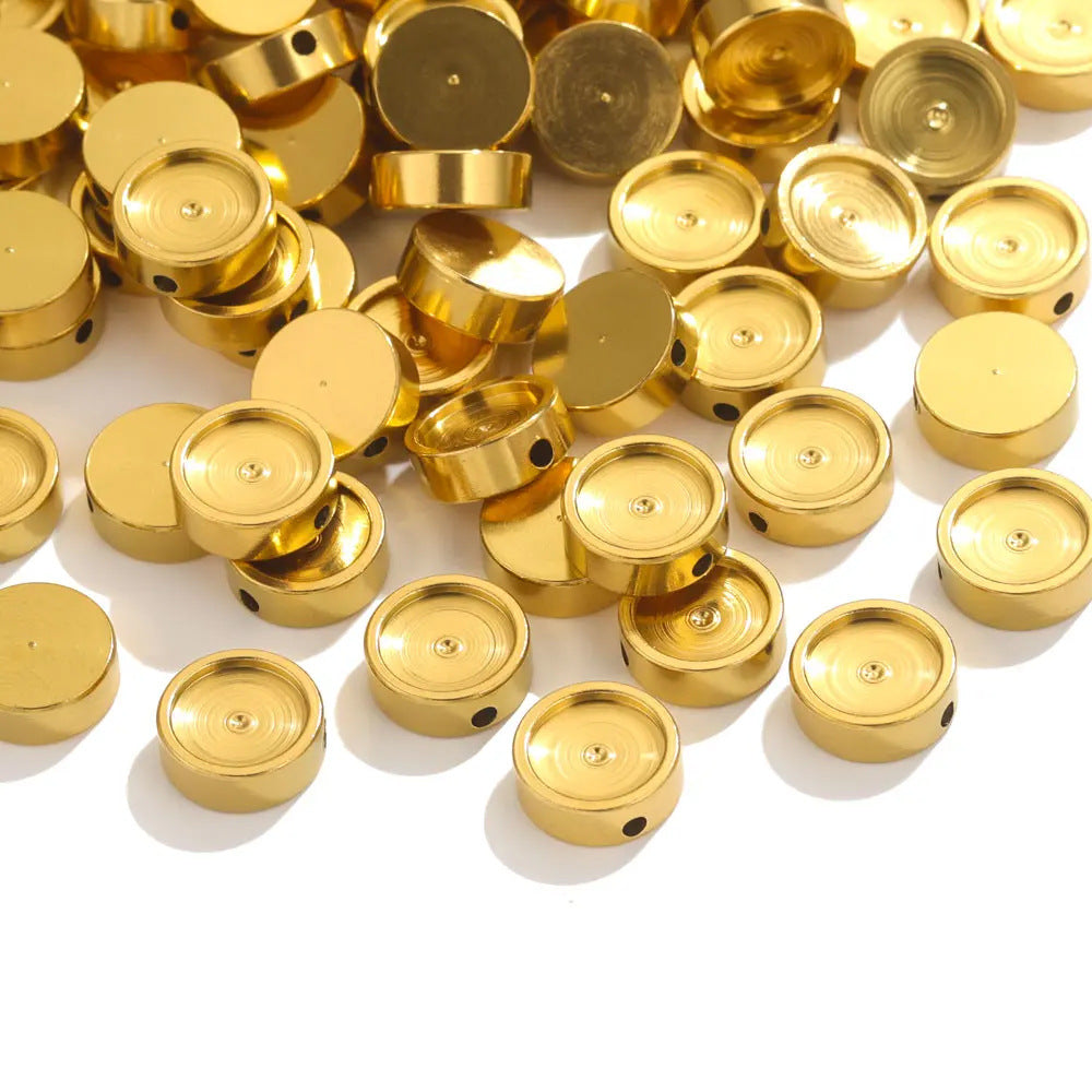 Stainless Steel Round Flat Metal Beads 6/8/10mm Concave 10pcs 4