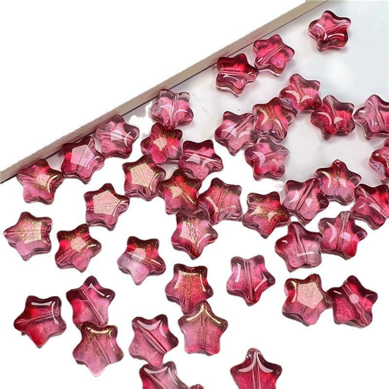 Small Star Czech Glass Beads 8mm Translucent Gold Flecked 50pcs 2