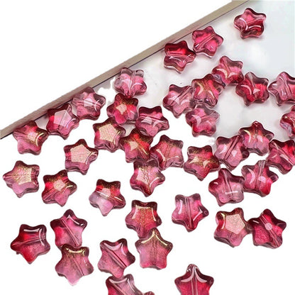 Small Star Czech Glass Beads 8mm Translucent Gold Flecked 50pcs 2