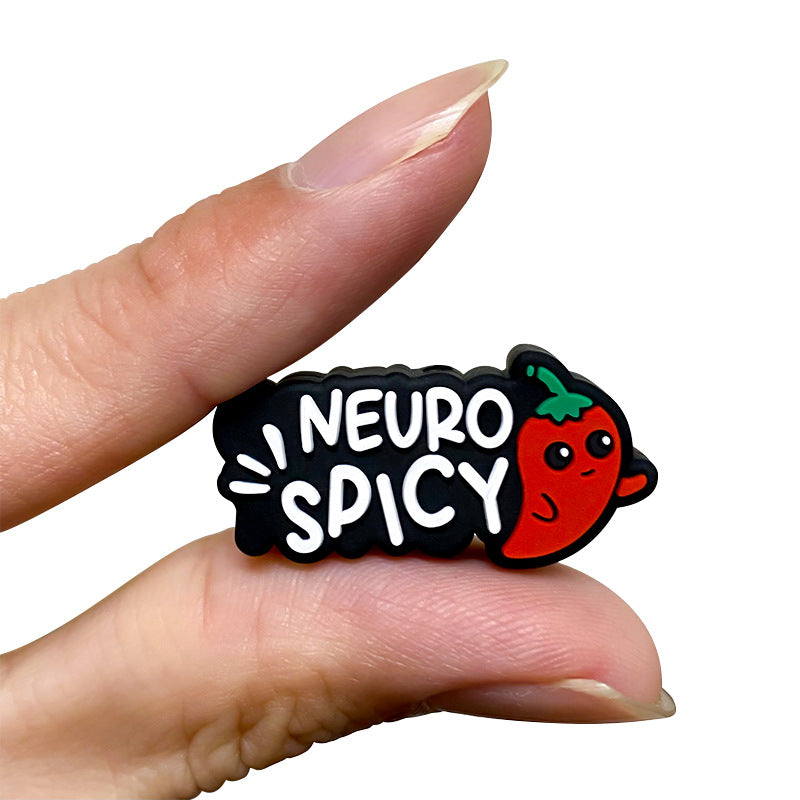 Silicone Focal Beads Chaotian Pepper NEURO SPICY Text Side Profile 20pcs 5