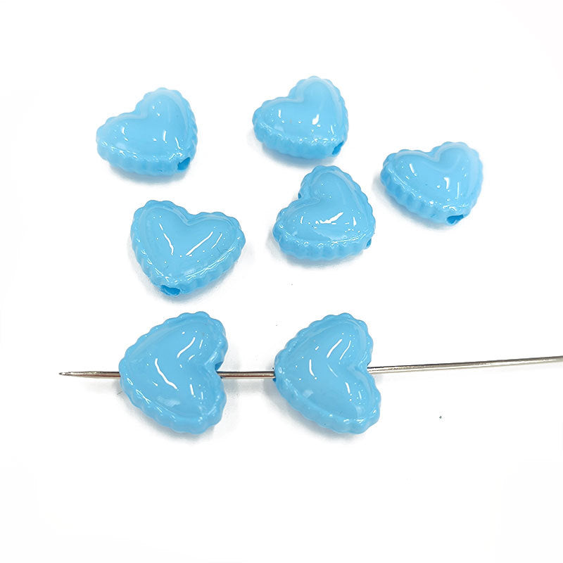 Glossy Painted Lace Heart Acrylic Beads 18mm Colorful Pastel 50pcs 8