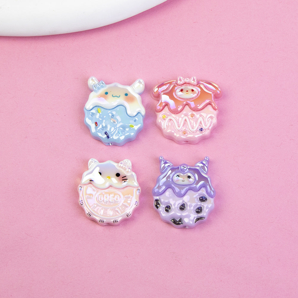 Plating Sanrio Series Cookies Resin Beads Pastel Frosted 10pcs 2