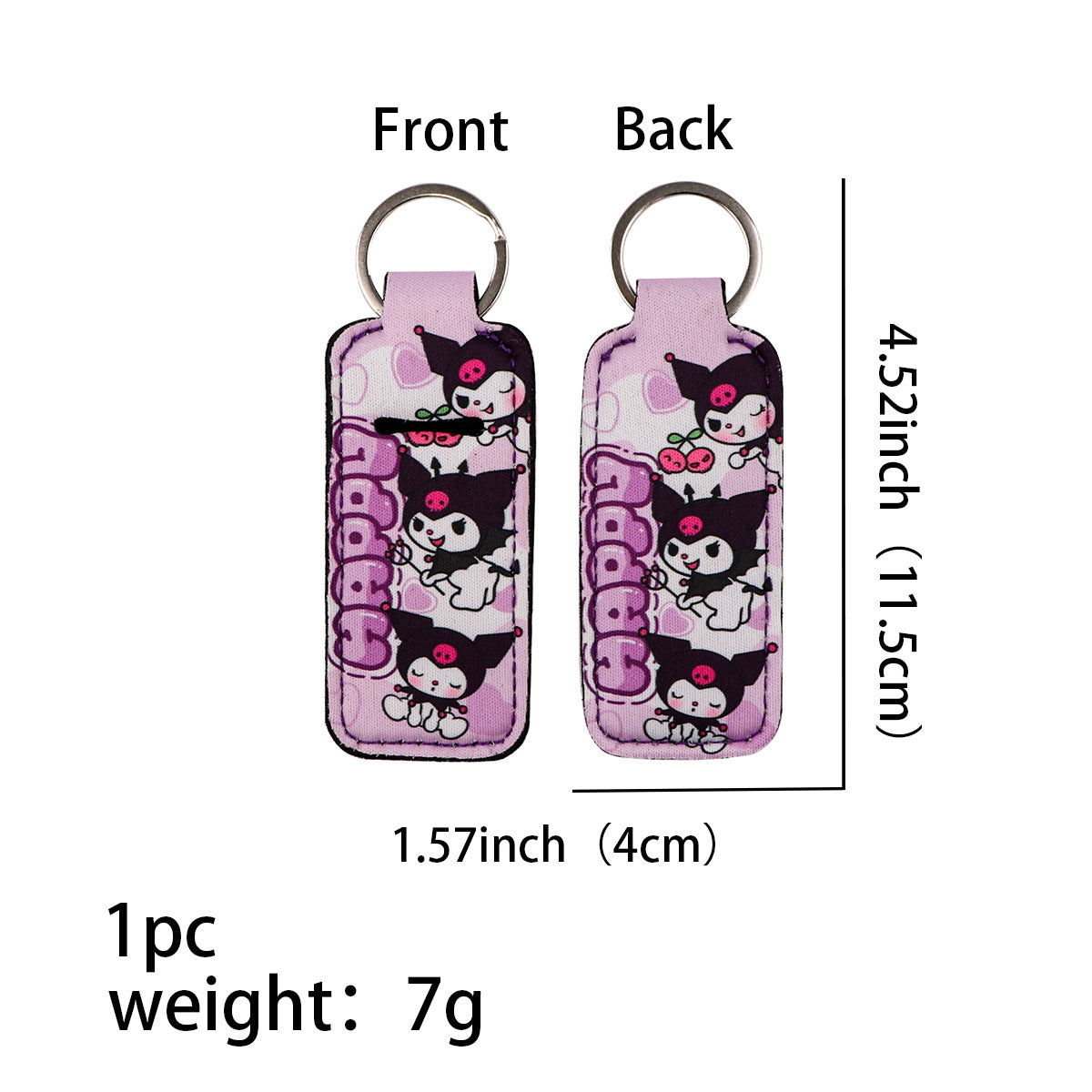 Neoprene Chapstick Holder Keychain Sanri Pattern Kawaii Animal 3pcs 10