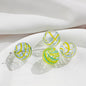 Vintage Hollow Striped Blown Glass Beads 21mm 4pcs 8