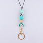 Silicone Rainbow Beaded Keychain Necklace with Leopard Print Accent 10