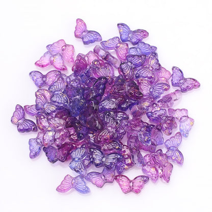 Czech Glass Beads Butterfly 8 15mm Dual Color Gradient Transparent 50pcs 20