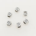 Square Metal Beads 5/8mm Tibetan Four-Sided Flower Antique Silver Tone 2