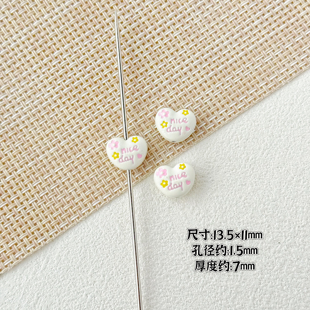 Double Sided Heart and Perfume Bottle Metal Beads 13/16mm Painted Alloy 10pcs 3