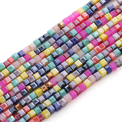 Colorful Faceted Square Seed Glass Beads 2mm 360pcs 19