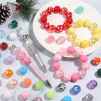 Multi-Color Bubblegum Beads 20mm Vibrant Solids Stripes Polka Dot Rhinestone 120pcs 2
