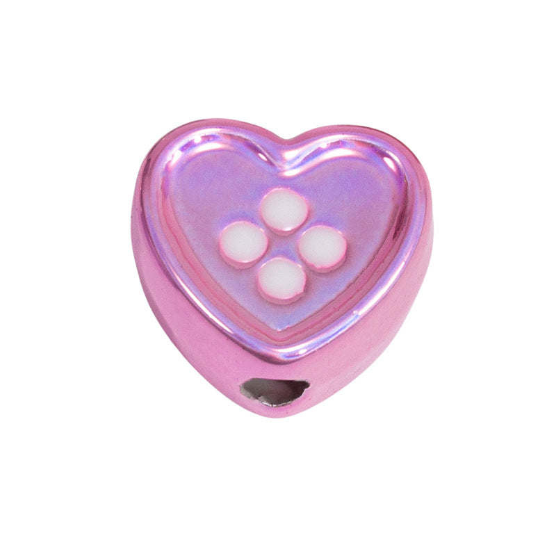 Plating Star and Heart Button Acrylic Beads 11mm Assorted Colors 50pcs 12