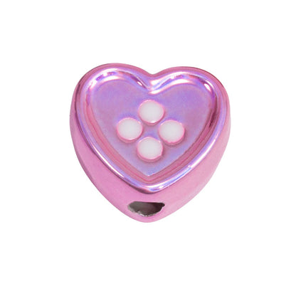 Plating Star and Heart Button Acrylic Beads 11mm Assorted Colors 50pcs 12