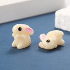 3D Rabbit Resin Beads 21mm Glossy Detailed Charm 2pcs 2