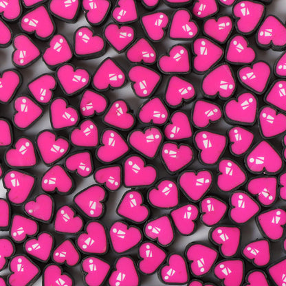 Heart Clay Beads 10mm Black Rose Red Polymer 100pcs 3