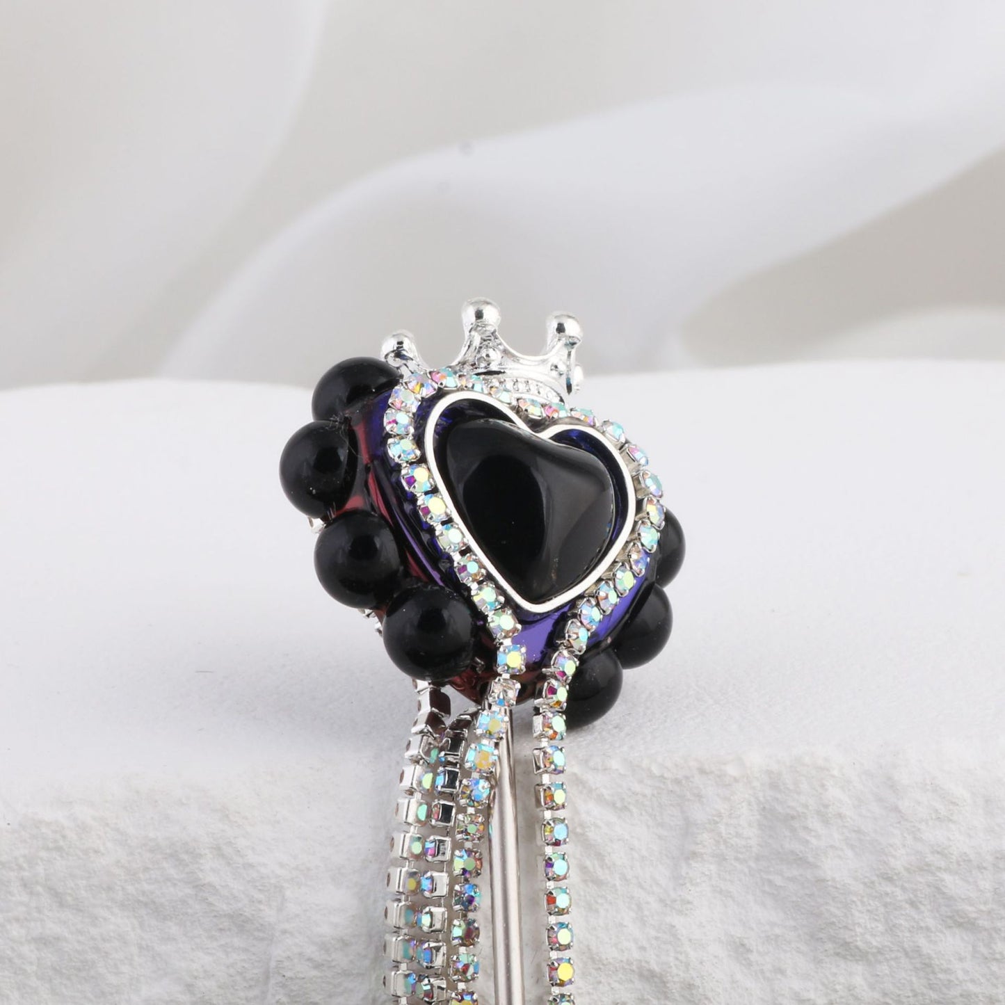 Heart Clay Beads 25mm Imitation Mocha Diamond Tassel Crown 6pcs 9