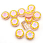 Lampwork Glass Beads Donut 15mm Hand Painted Cream Thick 10pcs 7