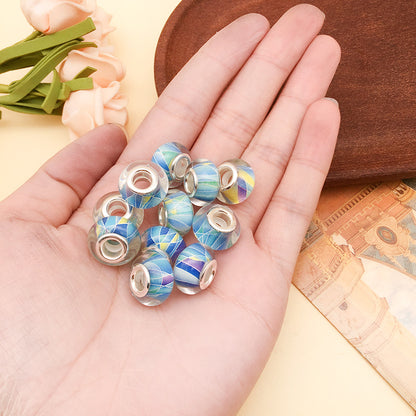 Blue Tone Resin Spacer Beads Mixed Shapes Multicolor 40pcs 24