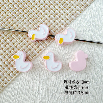 Baking Painted Duck and Strawberry Cake Metal Beads 13/10mm 20pcs 16