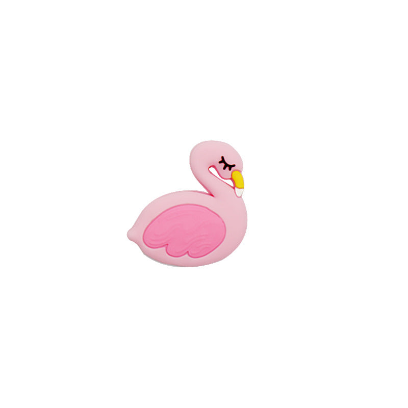 Silicone Focal Beads Flamingo Sleeping Pose Pastel Colors 10pcs 7