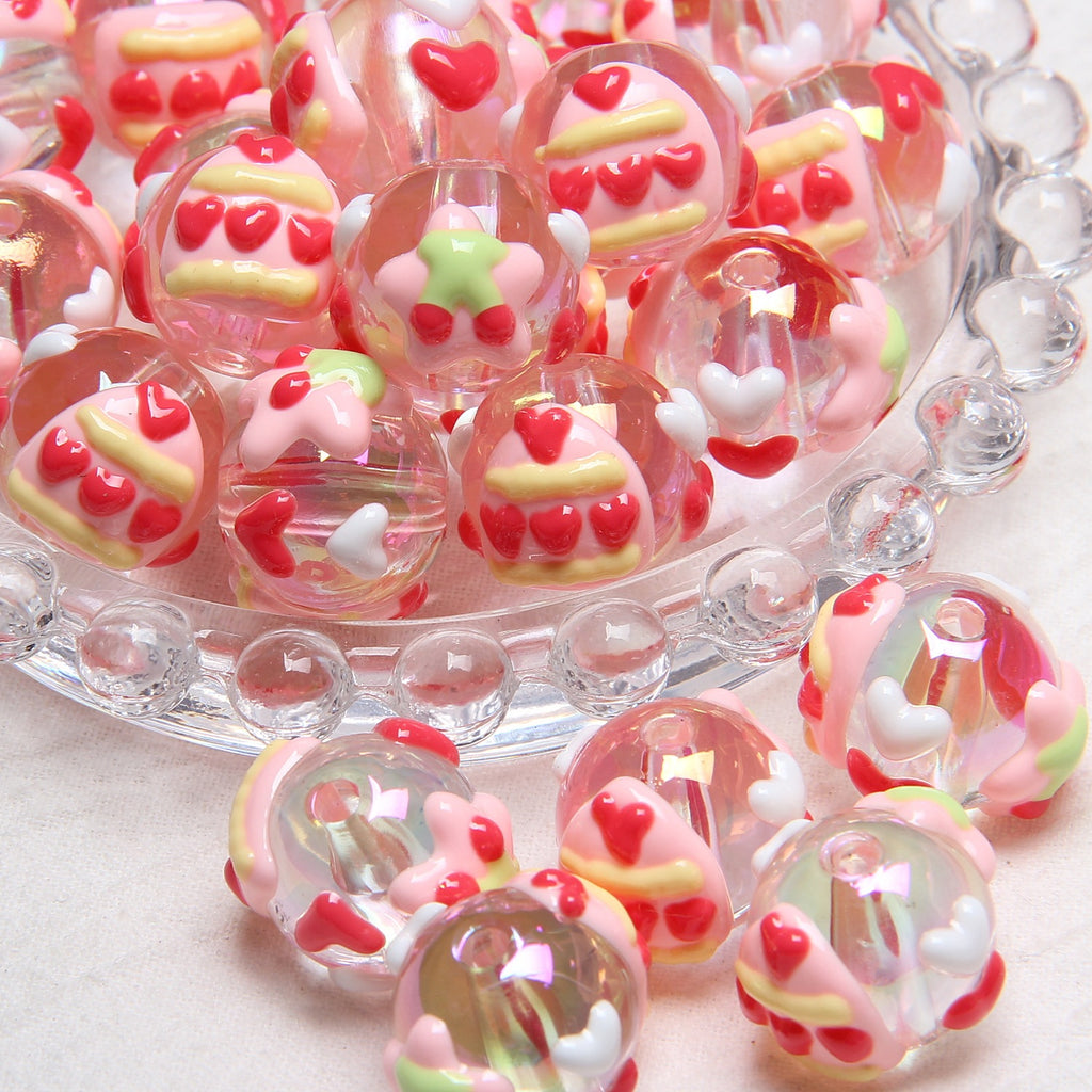 Hand-Painted Fruit Series Acrylic Beads 18mm Glossy 10pcs 23