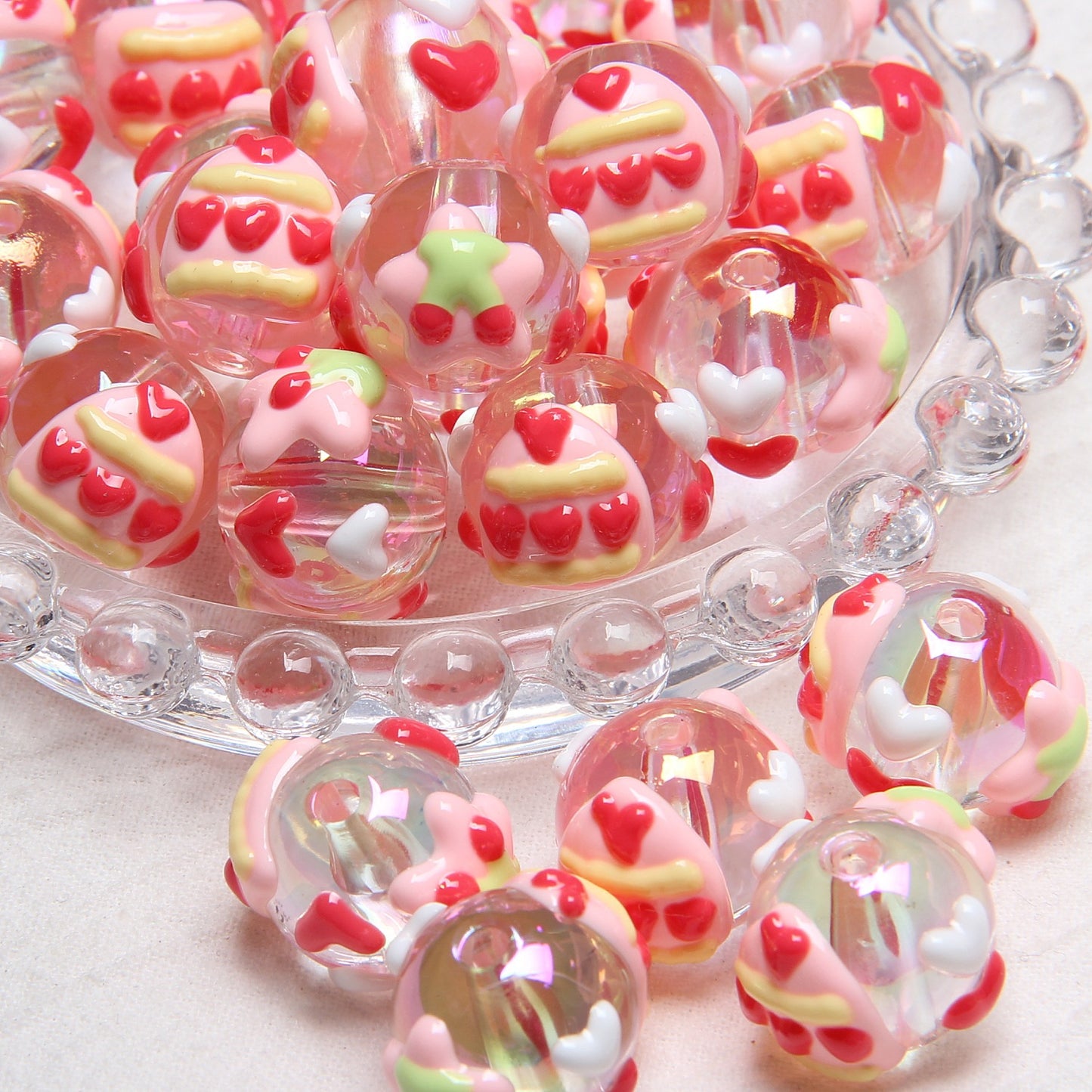 Hand-Painted Fruit Series Acrylic Beads 18mm Glossy 10pcs 23