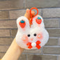 Plush Bow Tie Rabbit Head Keychain Soft Pastel Animal Charm 7