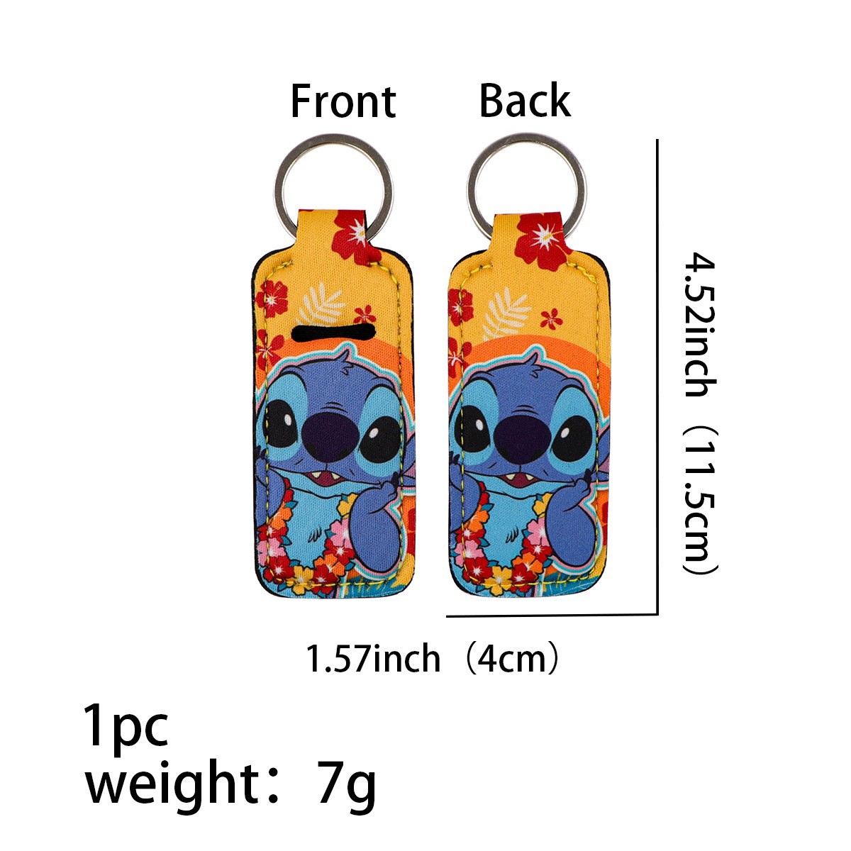 Cartoon Character Chapstick Holder Keychain Neoprene Colorful 8pcs 7