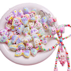 Hand Painted Hi Bow Acrylic Beads 20mm 33mm Pastel Colors 5pcs 5