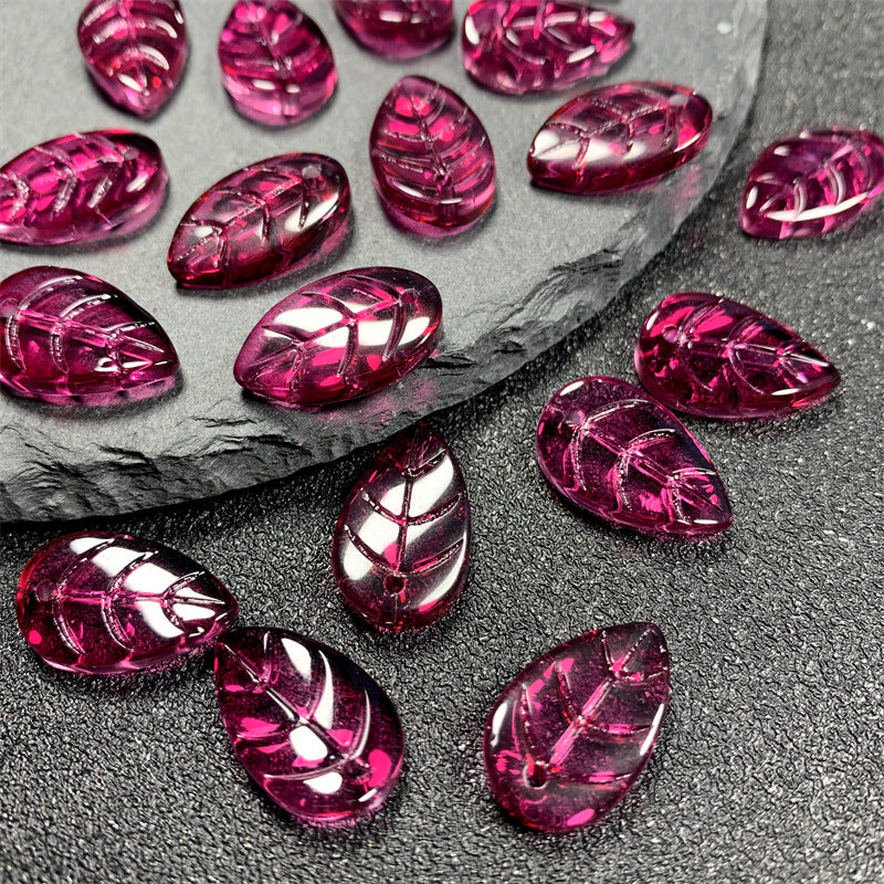 Czech Glass Beads Leaf 18mm Imitation Jade Translucent Green 50pcs 9