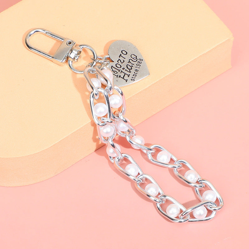 Pearl Chain Bracelet Keychain Alloy Elegant Lanyard Style 7