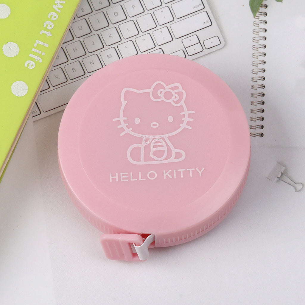 Retractable Plastic Measuring Tapes Pink Hello Kitty Pattern 2pcs 5cm 6